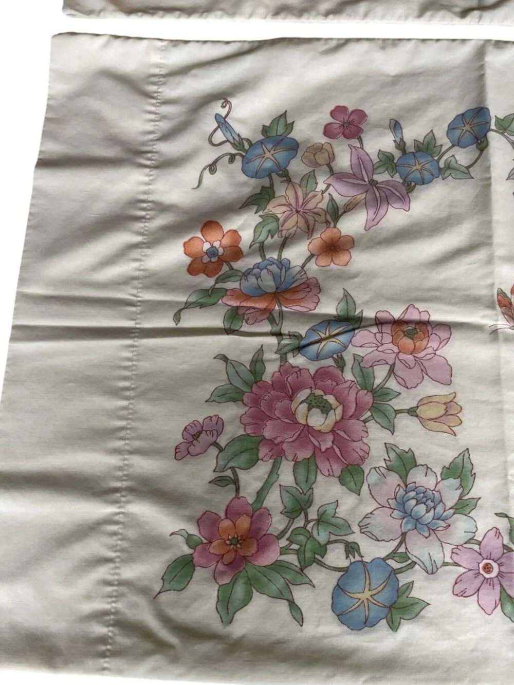 Floral Twin Size Pillow Case Set Pastel Colors Vintage Springmaid Wondercale USA